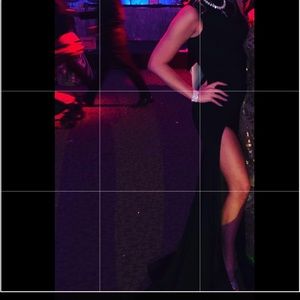 Black Mac Duggal double split Gown